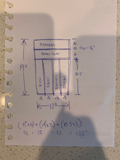 Sketch of DIY Drawer Organizer Compartments